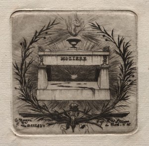 Grabados de París: La Tumba de Molière en el Cementerio de Père Lachaise de Charles Meryon
