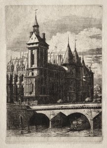 Grabados de París: La Torre del Reloj de Charles Meryon