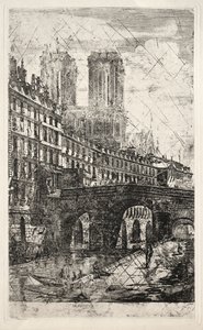 Grabados de París: El Puente Pequeño, 1850 de Charles Meryon