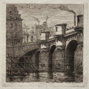 Grabados de París: El Puente Nuevo, 1853 de Charles Meryon