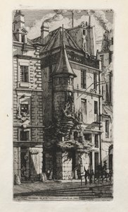 Casa con una torre, rue de la Tixeranderie, París, 1852 de Charles Meryon