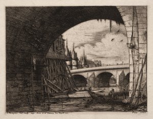 Arco del Puente Notre Dame, París, 1853 de Charles Meryon