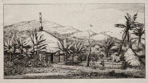 Nueva Caledonia: Gran Cabaña Nativa en el Camino de Balade a Puebo, 1845 de Charles Meryon