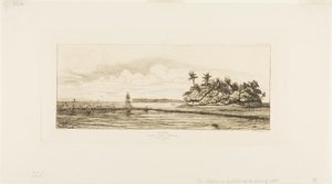 Oceanía: Pesca, cerca de islas con palmeras en el grupo Uea o Wallis, 1845 de Charles Meryon
