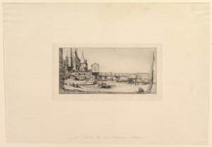 Pasarela del Pont-au-Change, después del incendio de 1621 de Charles Meryon