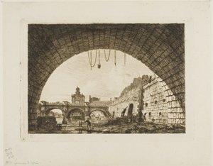 Pont-Neuf y la Samaritaine vistos desde debajo del primer arco del Pont-au-Change, París de Charles Meryon