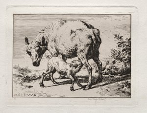 La oveja con dos corderos, 1850 de Charles Meryon
