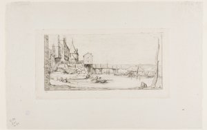 El Puente Provisional Reemplazando el Pont-au-Change, París, Después del Incendio de 1621 de Charles Meryon