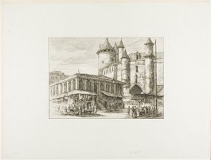 El Gran Châtelet, París, c. 1780, después de un dibujo anterior de Charles Meryon