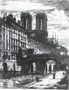 El pequeño puente en el Hotel-Dieu de Charles Meryon