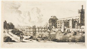 El "Pavillon de Mademoiselle" y parte del Louvre de Charles Meryon