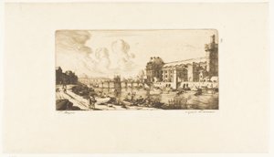 El "Pavillon de Mademoiselle" y parte del Louvre de Charles Meryon