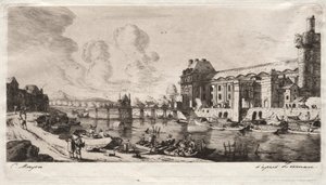 El Pabellón de Mademoiselle y parte del Louvre de Charles Meryon