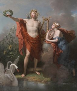 Apolo, dios de la luz, la elocuencia, la poesía y las bellas artes con Urania, musa de la astronomía