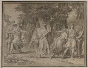 Telémaco, instado por Mentor, dejando la Isla de Calipso, 1800 de Charles Meynier