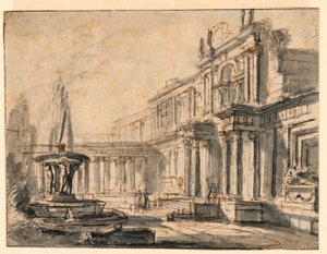 Fantasía arquitectónica: Un patio de Charles Michel Ange Challe