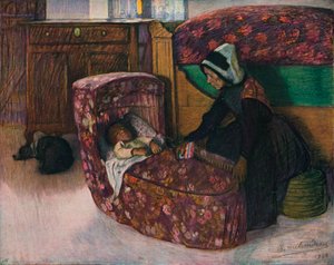Mere Et Enfant, Interieur Vendeen, 1900 de Charles Milcendeau
