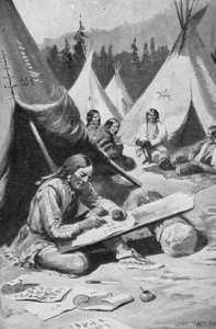 Sequoya trabajando en su alfabeto