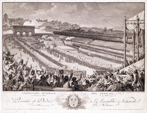 Festival de la Federación, 14 de julio de 1790, en el Campo de Marte, finales del siglo XVIII, grabado por Isidore Stanislas Helman (1743-1809) de Charles Monnet