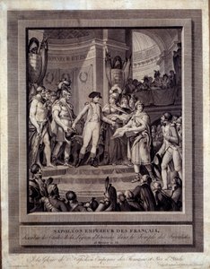 Napoleón distribuyendo las estrellas de la Legión de Honor a los Inválidos 26 messidor an XII de Charles Monnet
