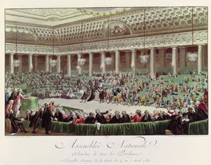 La Asamblea Nacional renuncia a todos los privilegios, 4 de agosto de 1789, grabado por Helman (1743-1809)