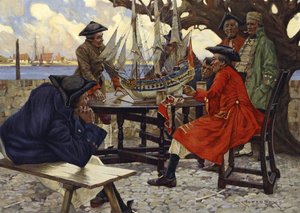 Discutiendo sus líneas (cromolito)