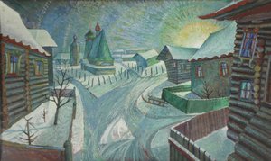 Un pueblo ruso (óleo sobre lienzo) de Charles Murray