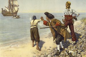 Marooned, an incident in the days of the buccaneers (litografía en color)