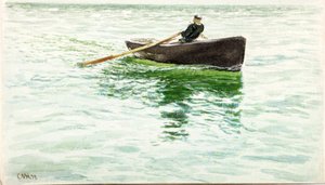 Hombre remando un bote de Charles Napier Hemy