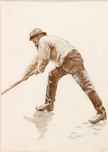 Estudio de un pescador trabajando de Charles Napier Hemy