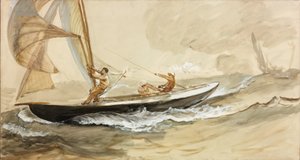Estudio de un yate de carreras de Charles Napier Hemy