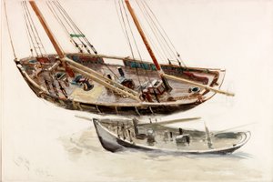 Dos estudios de un arrastrero de Charles Napier Hemy