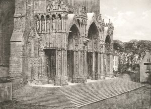 Catedral de Chartres - Pórtico del Mediodía siglo XII, c. 1854, impreso c. 1857 de Charles Nègre