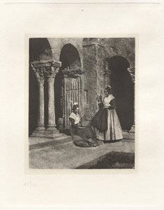 Plancha II – Dos Arlesianas en el Claustro de Saint-Trophime de Arles de Charles Nègre, André Jammes