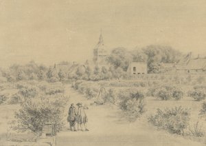 Vista de la ciudad de Marigny
Vista del campanario y parte del pueblo de Marigny tomada desde el Salón del Castillo (título en el objeto) de Charles Nicolas Cochin (II)