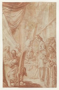 Interior de una notaría o lotería de Charles Nicolas Cochin (II)