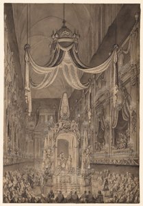 Funeral de María Teresa de España, Delfina de Francia, en la Iglesia de Notre Dame, 1746 de Charles Nicolas Cochin