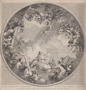 San Luis presentando su espada a Cristo, después de un diseño de techo, 1755-90 de Charles Nicolas Cochin