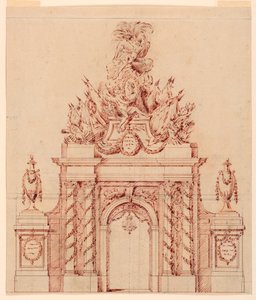 Diseño para una decoración pintada en honor a un general francés que había sido gobernador de un príncipe heredero de Charles Nicolas Cochin the younger