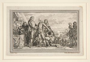 Le Roi arme le Dauphin a Fontenoy (El rey arma al delfín en Fontenoy) de Charles Nicolas Cochin the younger