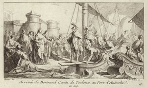 Llegada de Bertrand, Conde de Toulouse, al puerto de Antioquía, para asumir su gobierno del Condado de Trípoli de Charles Nicolas II Cochin
