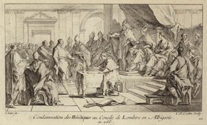 Condena de los Cátaros como herejes en el Concilio de Lombers, Francia de Charles Nicolas II Cochin
