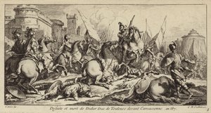 Derrota y muerte de Didier de Tolosa ante Carcasona, 587 (grabado) de Charles Nicolas II Cochin