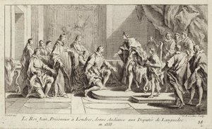 El Rey Juan II de Francia, prisionero de los ingleses en Londres, dando audiencia a una delegación de Languedoc de Charles Nicolas II Cochin