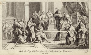 Cátaros arrepentidos declarando su fe en la religión católica en la Catedral de Toulouse, Francia de Charles Nicolas II Cochin