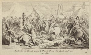 Los ejércitos del duque de Berry y el conde de Foix luchando en la batalla de Revel, Francia de Charles Nicolas II Cochin
