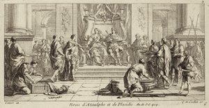 Boda de Gala Placidia y Ataúlfo, rey de los visigodos, Narbona, 414 (grabado) de Charles Nicolas II Cochin