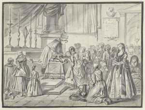 Escena eclesiástica con veneración de la cruz el Viernes Santo de Charles Parrocel