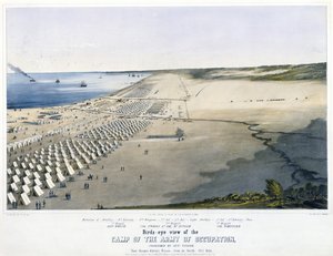 Vista aérea del Campamento del Ejército de Ocupación, comandado por el General Taylor. Cerca de Corpus Christi, Texas, [desde el Norte] Oct. 1845.