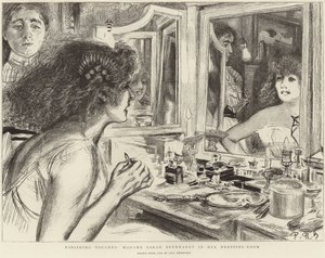 Madame Sarah Bernhardt en su camerino (litografía)